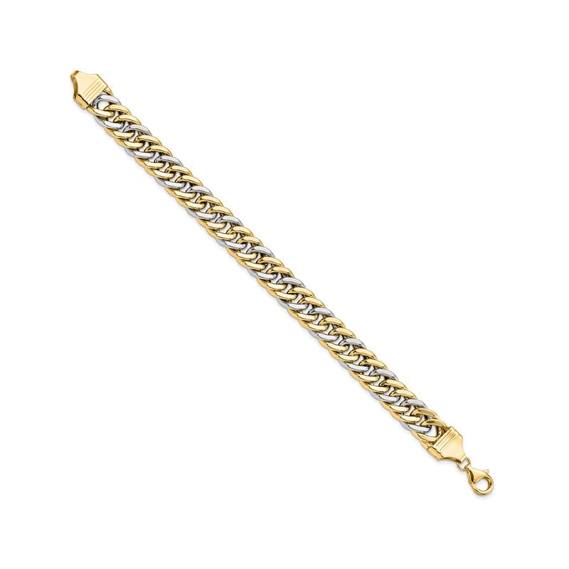 Men's 14kt Two-Tone Gold Curb-Link Bracelet. 8&quot; image number 1