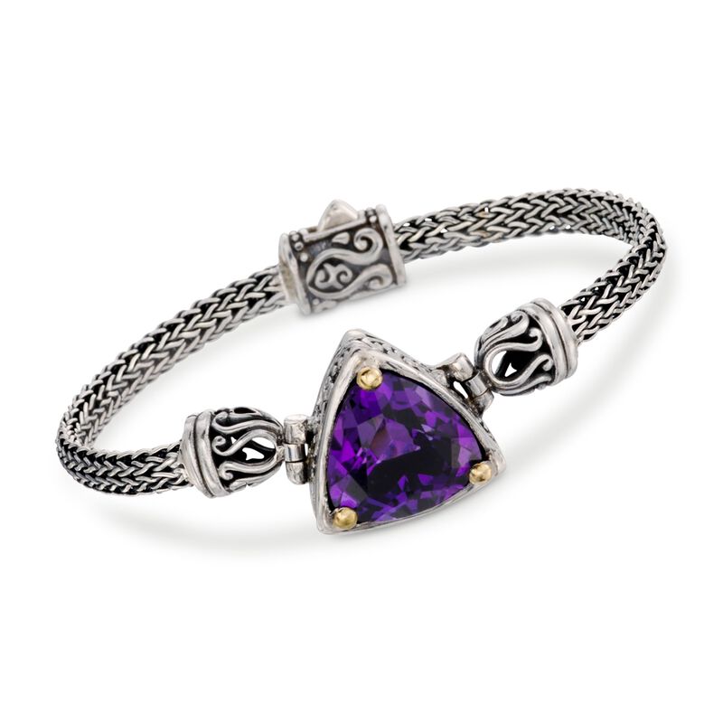 Balinese 12.00 Carat Amethyst Bracelet in Sterling Silver with 18kt Gold image number 0