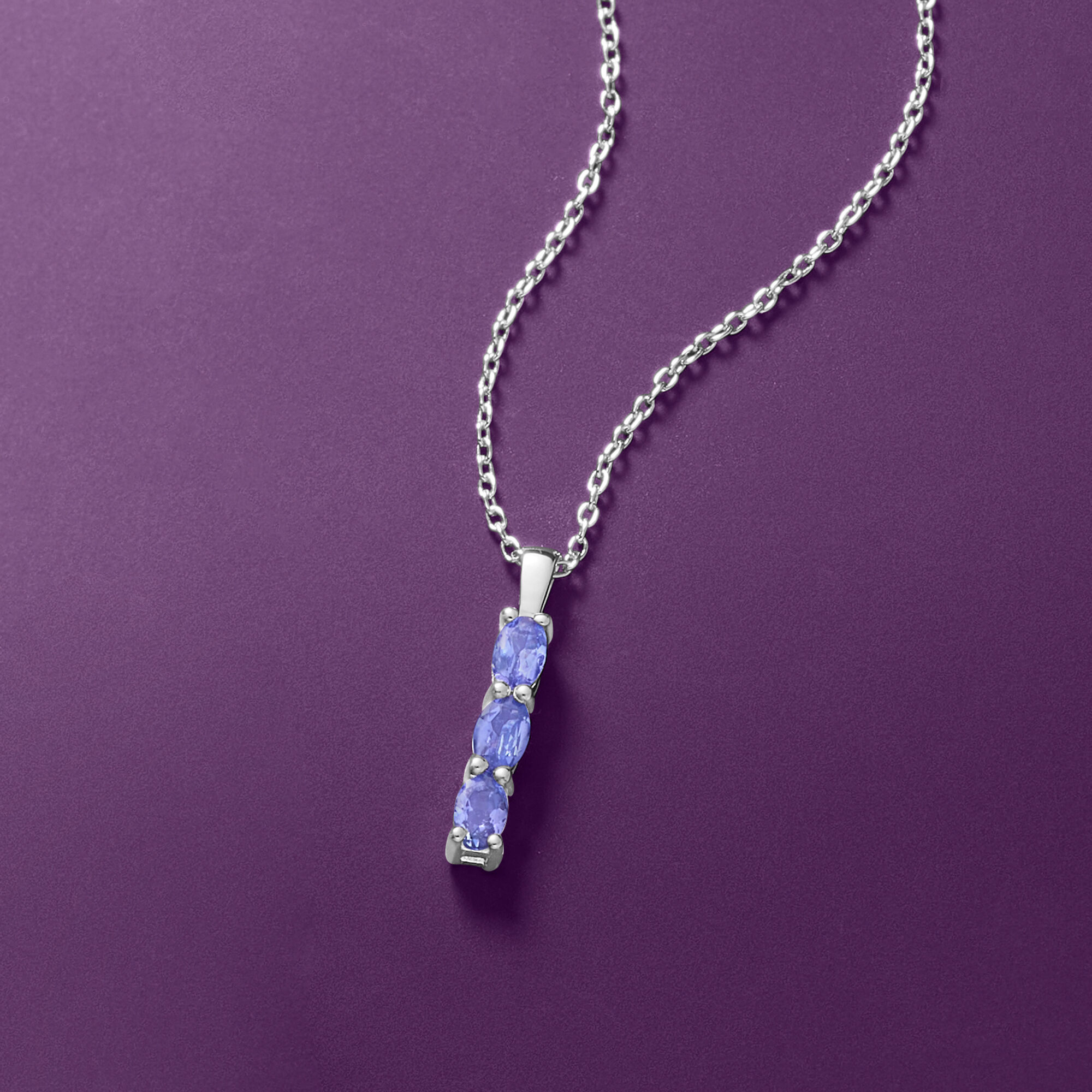 70 ct. t.w. Tanzanite Linear Pendant Necklace in Sterling Silver
