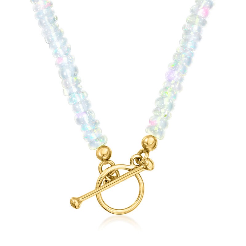 3.5-4mm Opal Bead Charm-Compatible Toggle Necklace in 18kt Gold Over Sterling image number 3