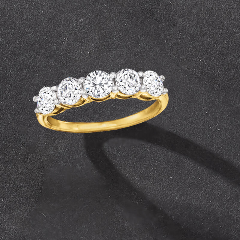 1.50 ct. t.w. Diamond Five-Stone Ring in 14kt Yellow Gold image number 3