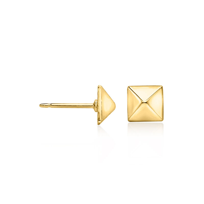 6mm 14kt Yellow Gold Pyramid Stud Earrings image number 2