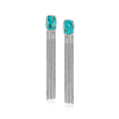 Turquoise Fringe Drop Earrings in Sterling Silver