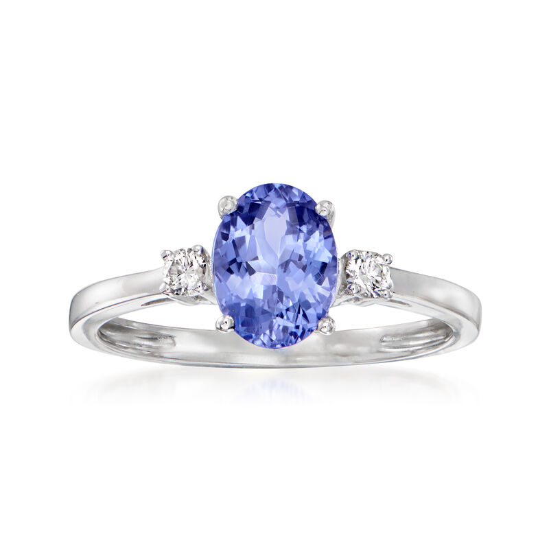 1.20 Carat Tanzanite Ring with .10 ct. t.w. Diamonds in 14kt White Gold image number 0