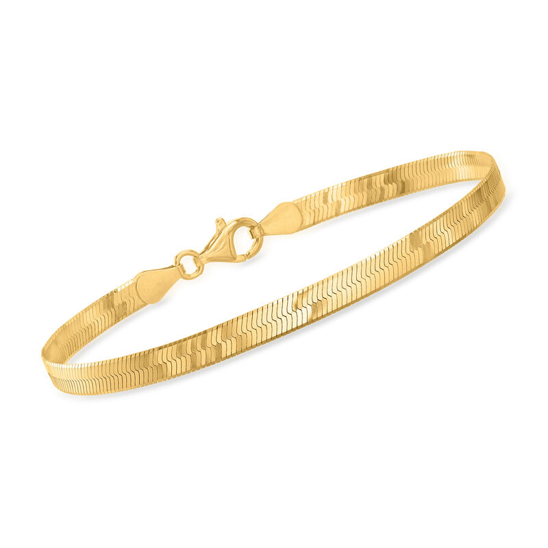 Italian 4mm 18kt Gold Over Sterling Herringbone Bracelet image number 0