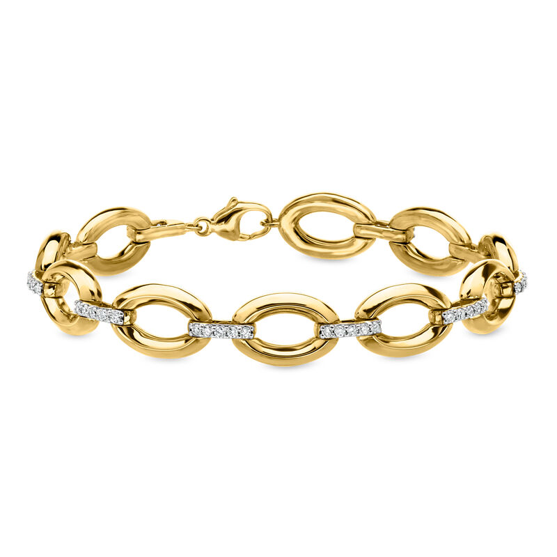 .75 ct. t.w. Lab-Grown Diamond Oval-Link Bracelet in 18kt Gold Over Sterling image number 0