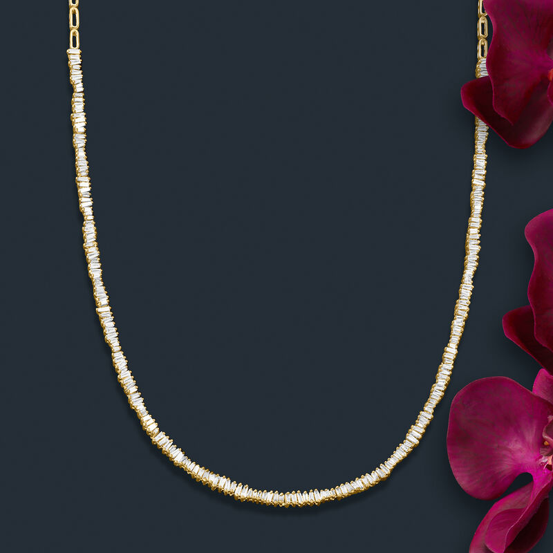 2.10 ct. t.w. Baguette Diamond Necklace in 14kt Yellow Gold. 20&quot; image number 3