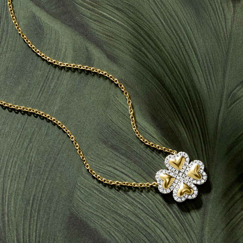 .20 ct. t.w. Diamond Clover Necklace in 18kt Gold Over Sterling image number 2