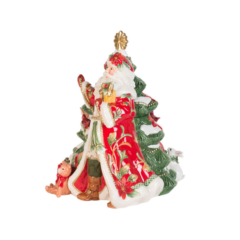 Fitz and Floyd "Cardinal Christmas" Santa Cookie Jar image number 2