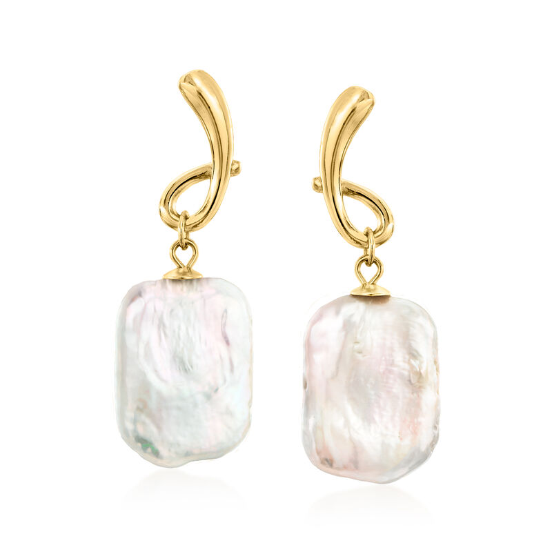 4-13mm Cultured Baroque Pearl Loop Drop Earrings in 18kt Gold Over Sterling  image number 0