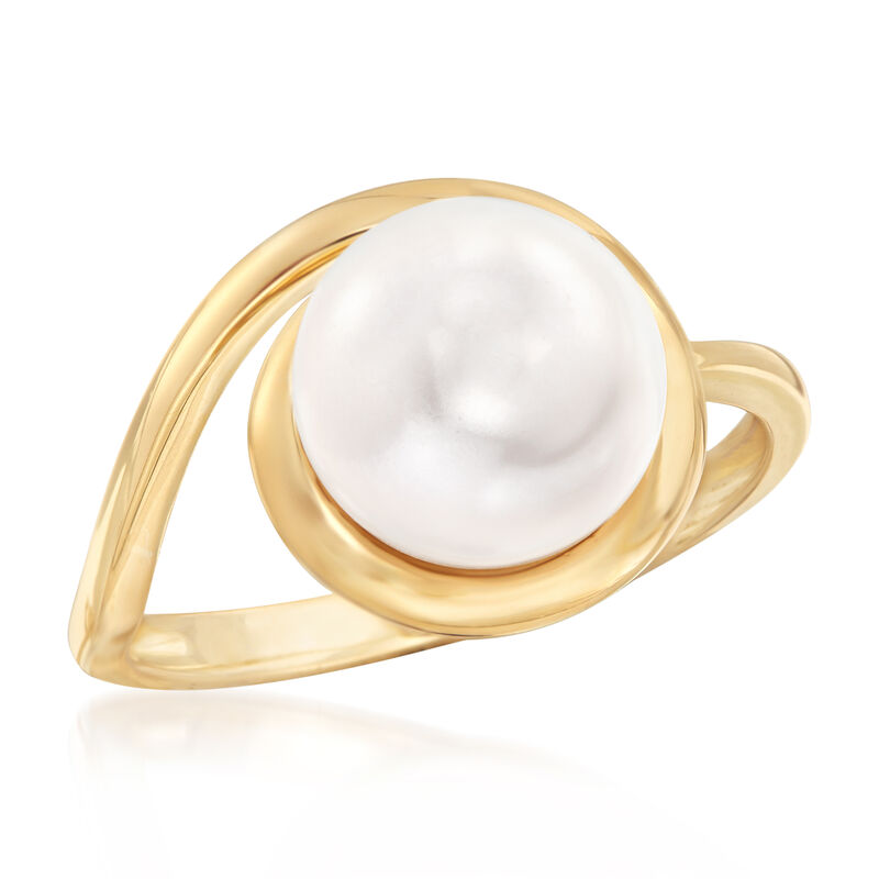 9-10mm Cultured Pearl Loop Ring in 14kt Yellow Gold image number 3
