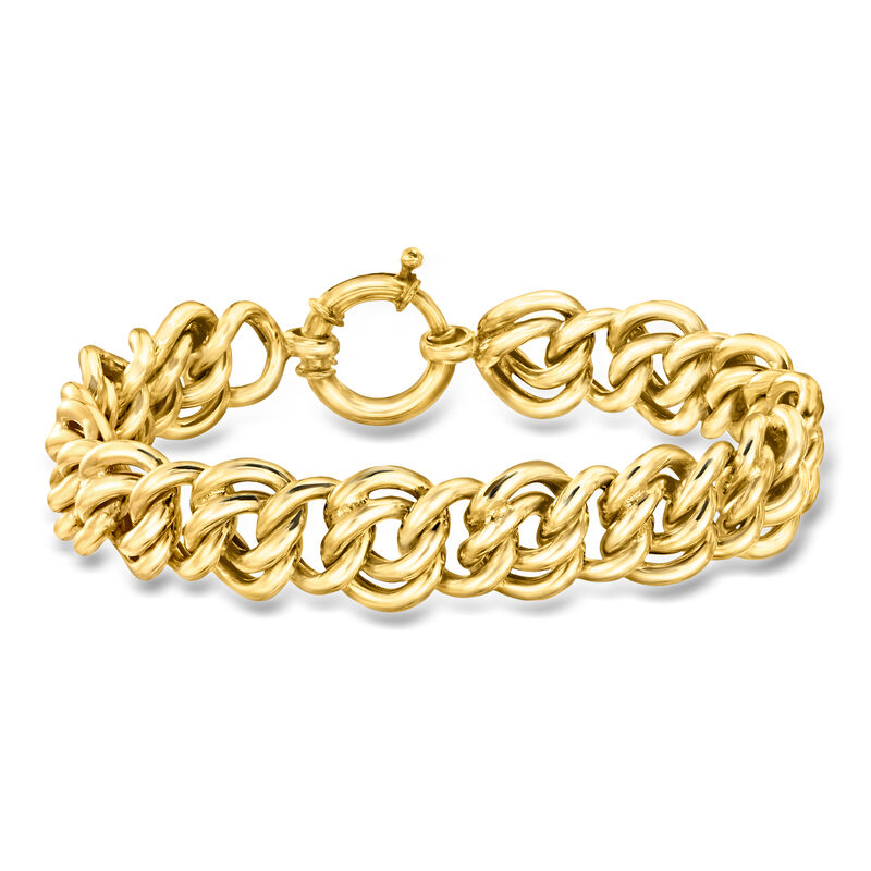 18kt Gold Over Sterling Double-Curb Link Bracelet   image number 0