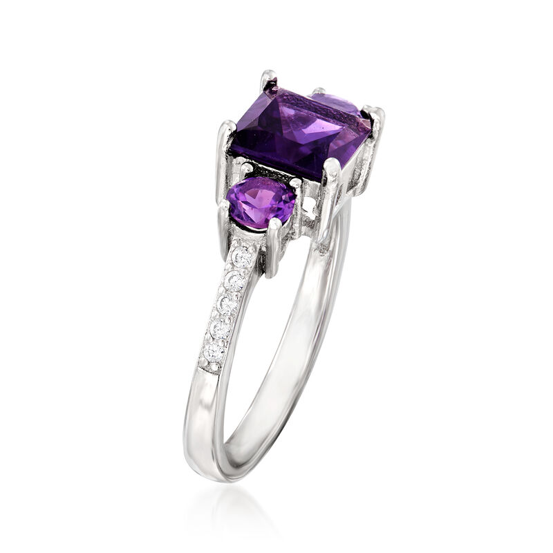 1.60 ct. t.w. Amethyst Ring with White Zircon Accents in Sterling Silver image number 2
