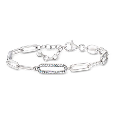 Charles Garnier .75 ct. t.w. CZ Paper Clip Link Bracelet in Sterling Silver