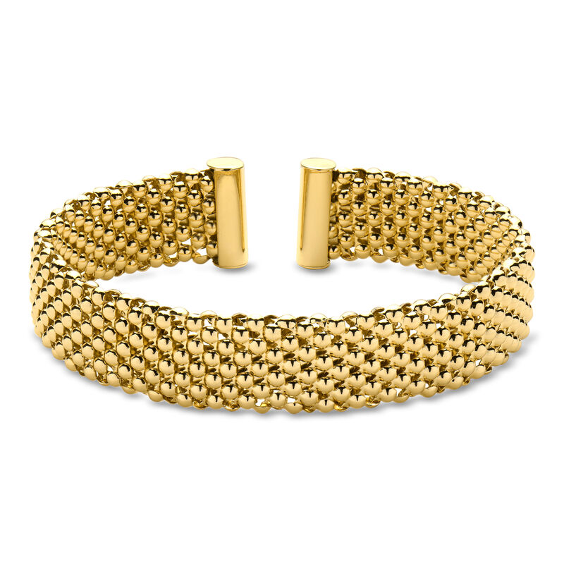 Italian 14kt Yellow Gold-Plated Patterned Cuff Bracelet image number 0