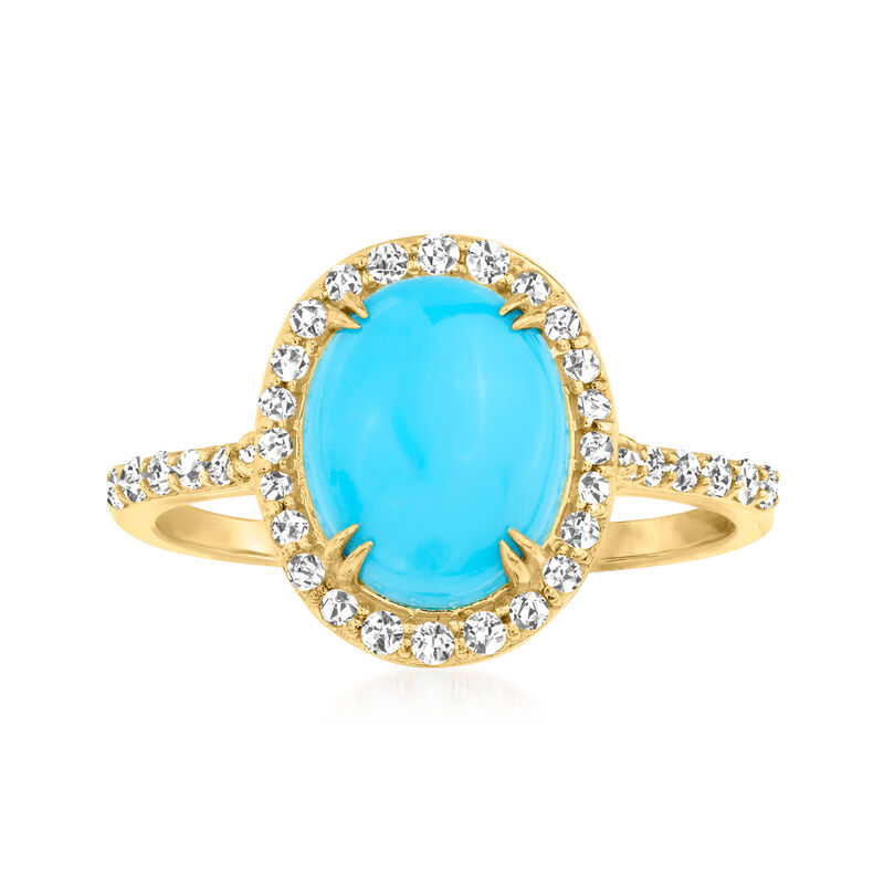 Turquoise Ring with .32 ct. t.w. Diamonds in 14kt Yellow Gold image number 0