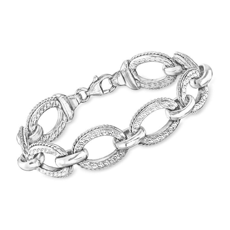 Italian Rhodium-Plated Link Bracelet image number 0