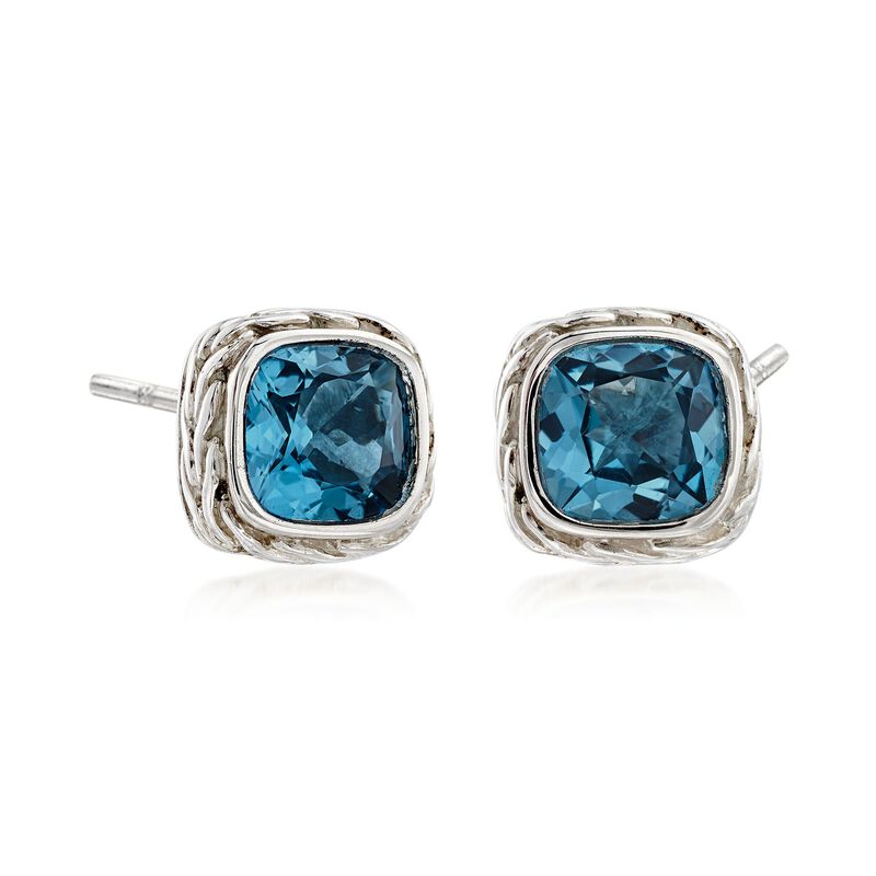 C. 2000 Vintage John Hardy &quot;Classic Chain&quot; 2.80 ct. t.w. London Blue Topaz Earrings in Sterling Silver image number 2