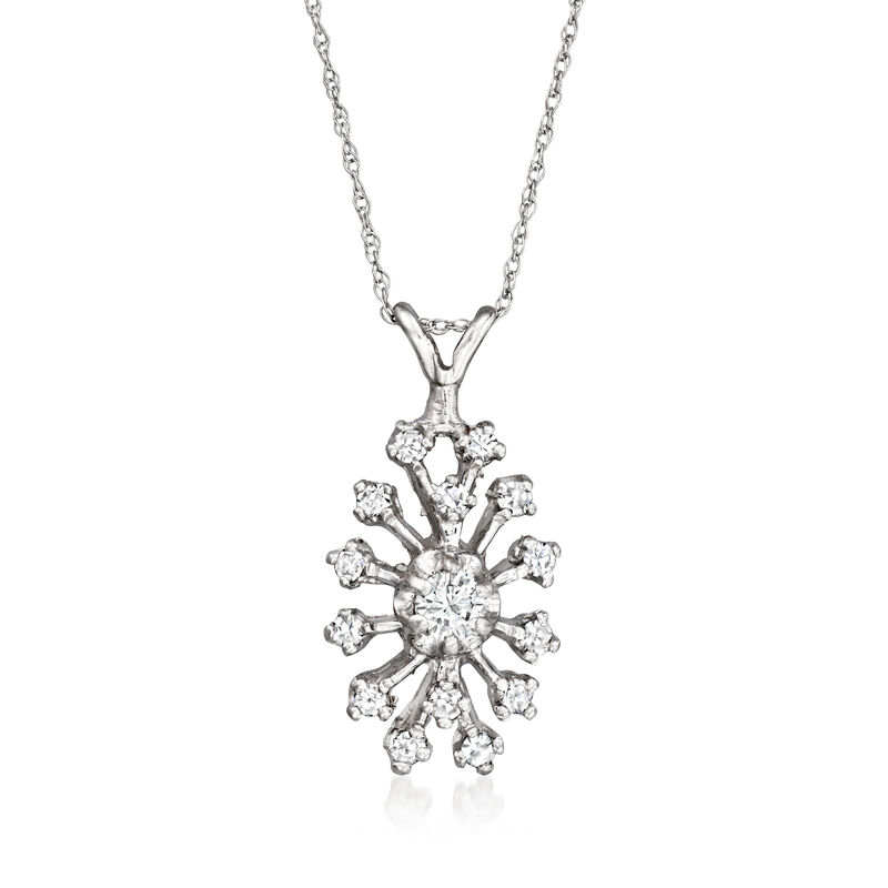 C. 2024 Vintage .50 ct. t.w. Diamond Pendant Necklace in 14kt White Gold. 18&quot; image number 0
