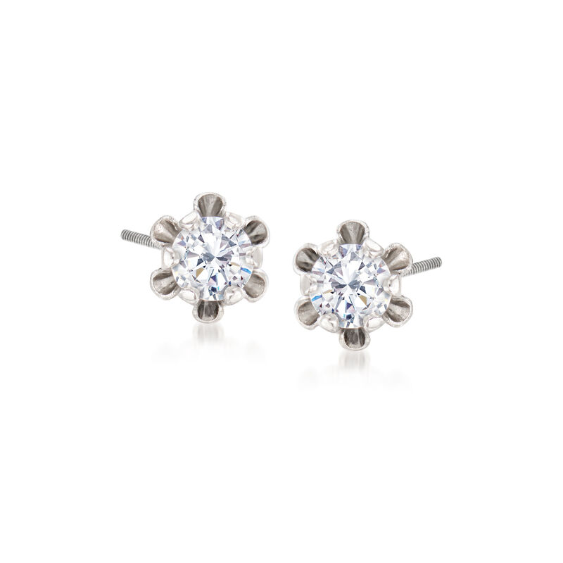 Child's Diamond-Accented Stud Earrings in 14kt White Gold  image number 0
