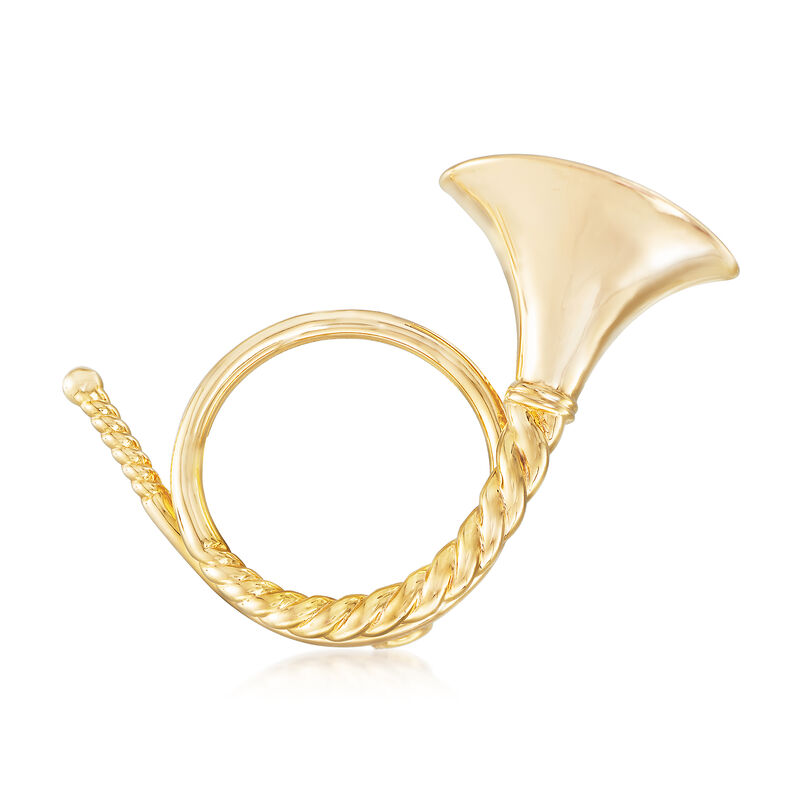 18kt Yellow Gold Over Sterling Silver French Horn Pin image number 0
