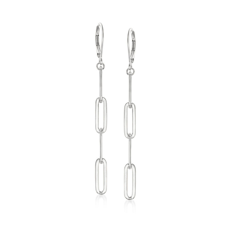 Charles Garnier Sterling Silver Paper Clip Link Drop Earrings image number 0