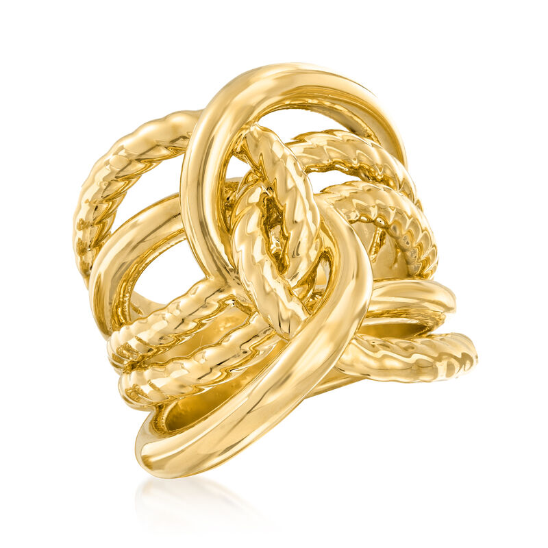 Italian Andiamo 14kt Yellow Gold Over Resin Interlocking Ring image number 3