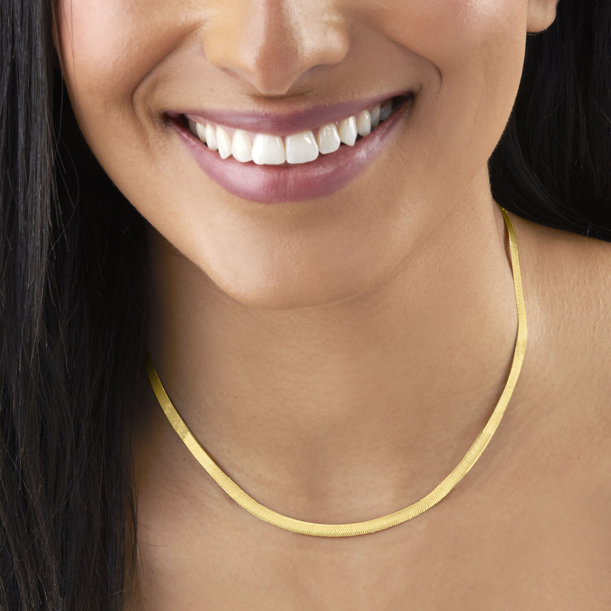 4mm 14kt Yellow Gold Herringbone Necklace | Ross Simons