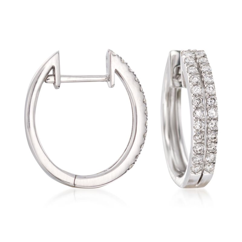 .50 ct. t.w. Diamond Two-Row Hoop Earrings in 14kt White Gold. 1/2&quot; image number 0
