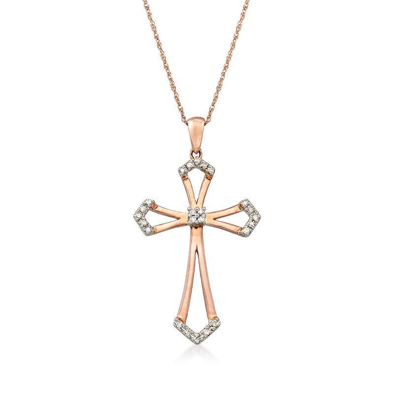 .10 ct. t.w. Diamond Cross Pendant Necklace in 14kt Rose Gold image number 0
