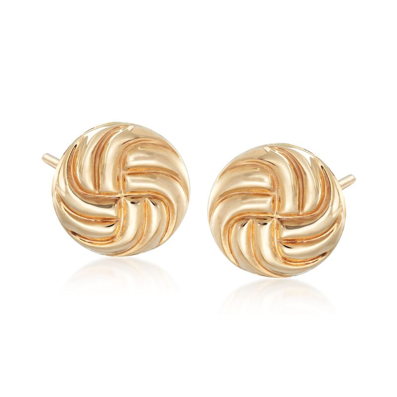 14kt Yellow Gold Swirl Button Stud Earrings image number 0