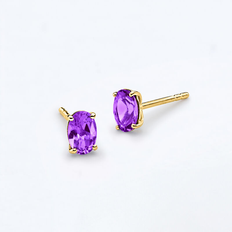 .80 ct. t.w. Oval Amethyst Stud Earrings in 14kt Yellow Gold  image number 2