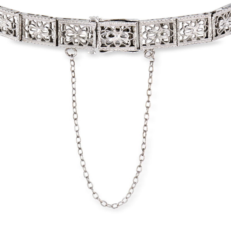 C. 1950 Vintage 1.00 ct. t.w. Synthetic Sapphire Bracelet with .10 ct. t.w. Diamonds in 14kt White Gold. 6.5&quot; image number 2