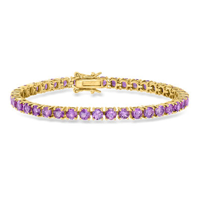 10.00 ct. t.w. Amethyst Tennis Bracelet in 18kt Gold Over Sterling