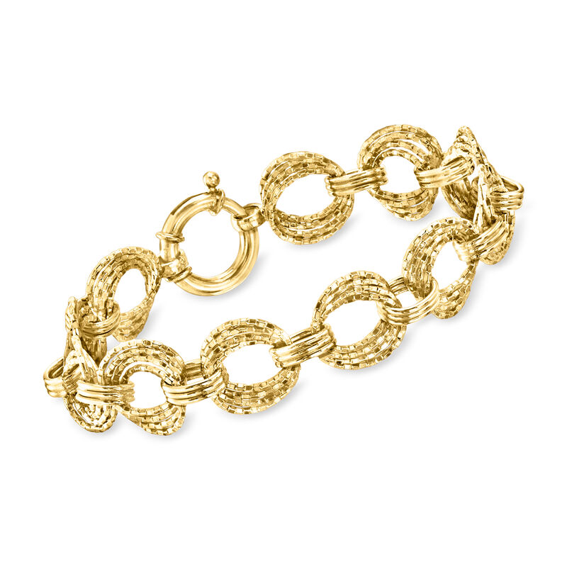 14kt Yellow Gold-Plated Circle-Link Bracelet image number 0