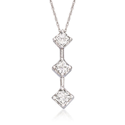 C. 1990 Vintage .75 ct. t.w. Diamond Pendant Necklace in 14kt White Gold