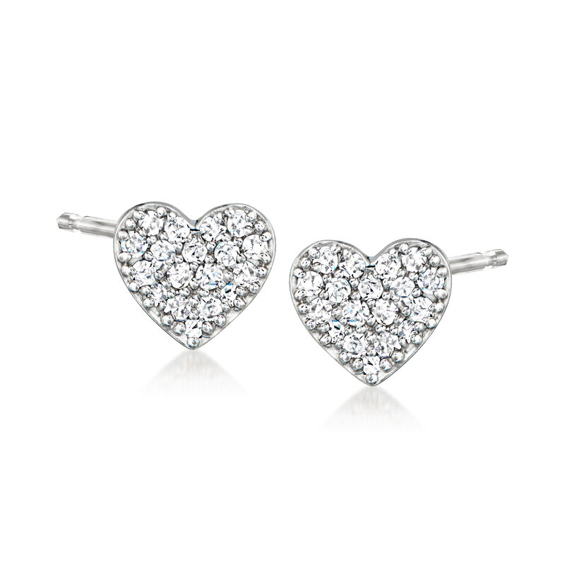 .25 ct. t.w. Pave Diamond Heart Earrings in 14kt White Gold  image number 0