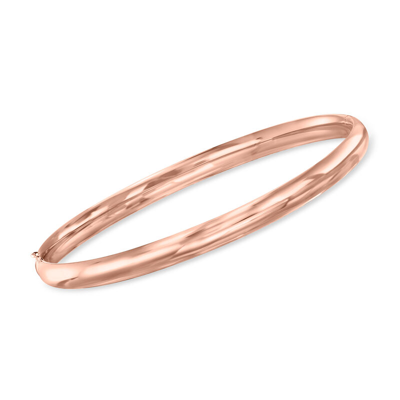 5mm 14kt Rose Gold Polished Bangle Bracelet. 7&quot; image number 0
