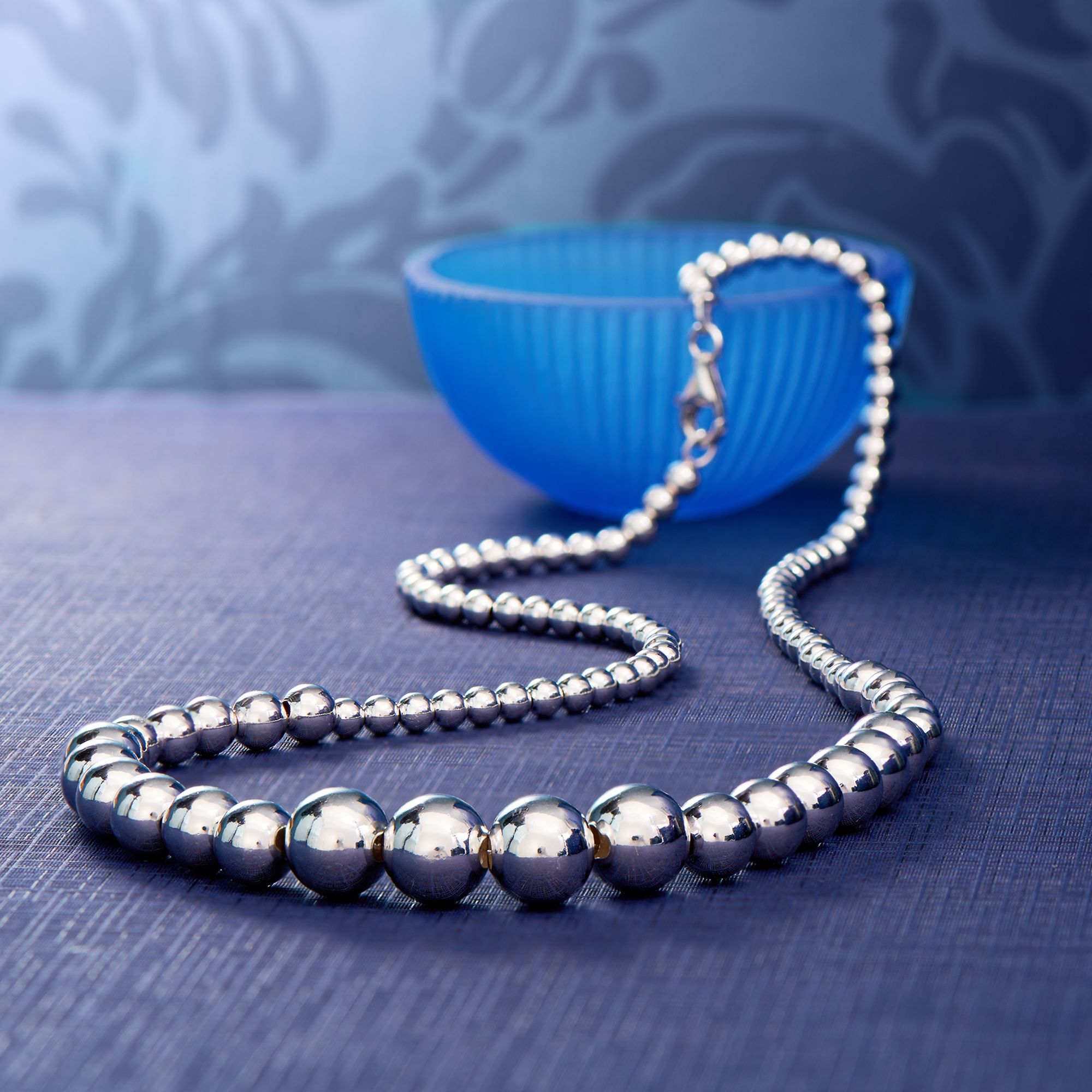 Sterling silver bead necklace 10mm new arrivals