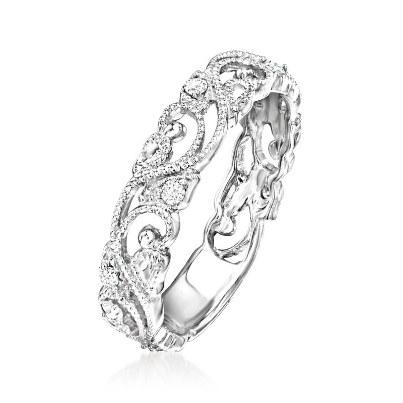 .10 ct. t.w. Diamond Filigree Openwork Ring in Sterling Silver image number 2