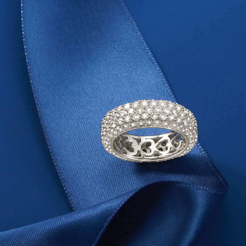 3.76 ct. t.w. Pave Diamond Eternity Band in 14kt White Gold image number 5
