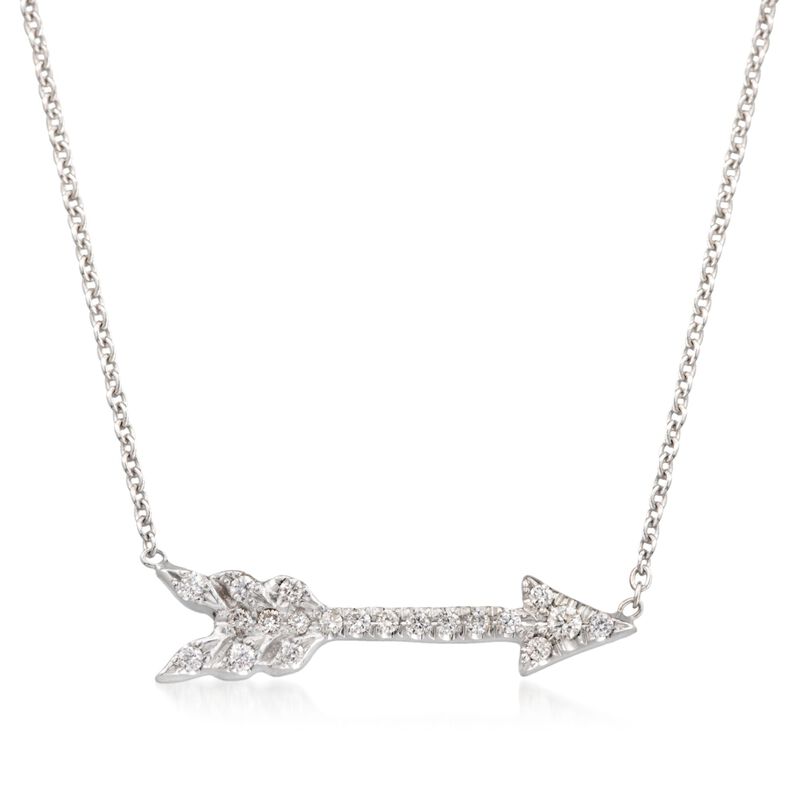 Roberto Coin 18kt White Gold Arrow Pendant Necklace with Diamond Accents. 16&quot; image number 1