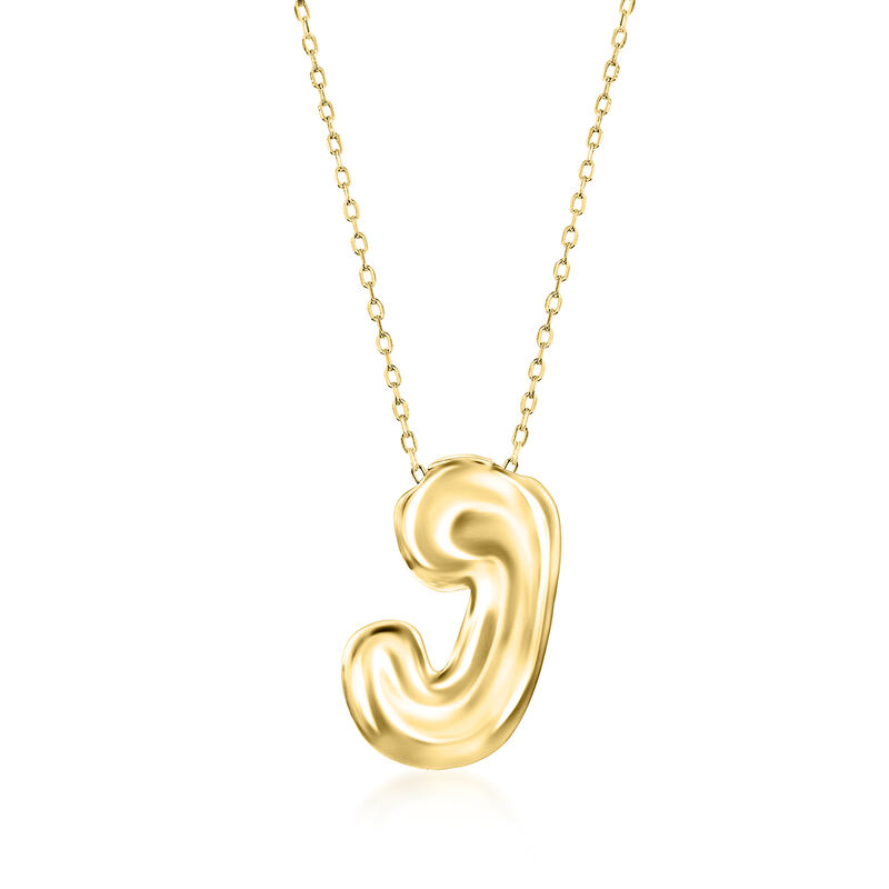 J - 18kt Gold Over Sterling Bubble Initial Necklace. 16"   image number 0