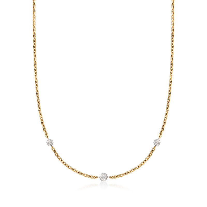 C. 1990 Vintage 1.90 ct. t.w. Pave Diamond Station Necklace in 18kt Yellow Gold image number 0