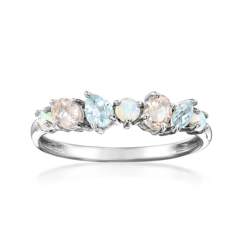 Opal and .47 ct. t.w. Pastel Multi-Gemstone Ring in Sterling Silver image number 0