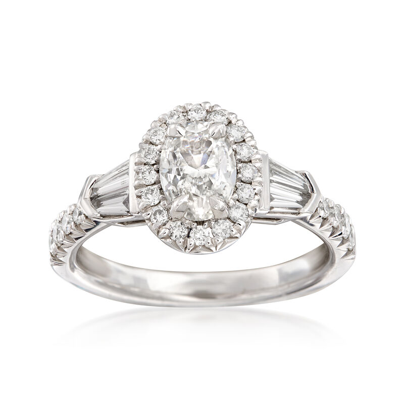 Henri Daussi 1.20 ct. t.w. Diamond Halo Engagement Ring in 18kt White Gold image number 0