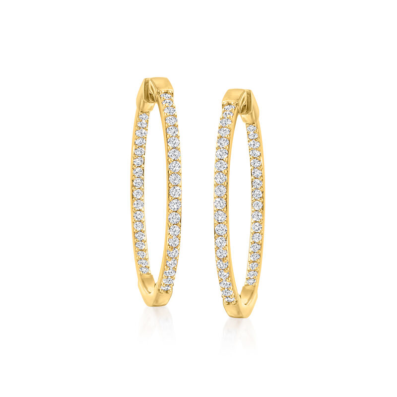 2.00 ct. t.w. Diamond Inside-Outside Hoop Earrings in 18kt Gold Over Sterling. 1 1/2&quot; image number 2