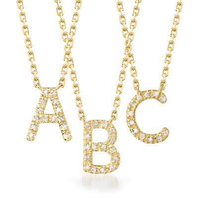 Diamond Initial Necklace in 18kt Gold Over Sterling