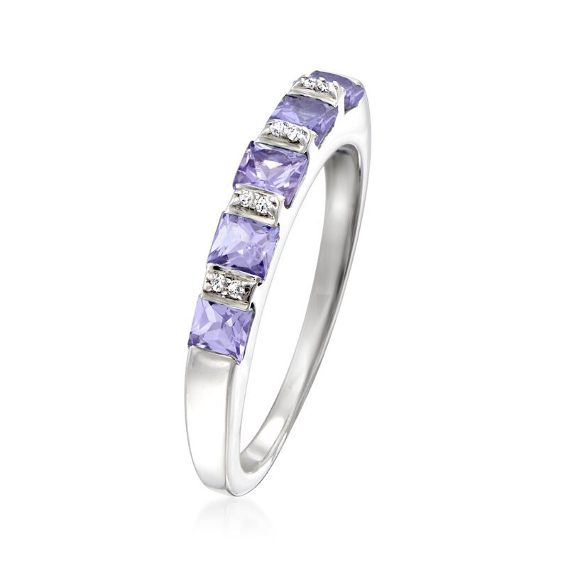 .70 ct. t.w. Tanzanite Ring with Diamonds in Sterling Silver image number 2