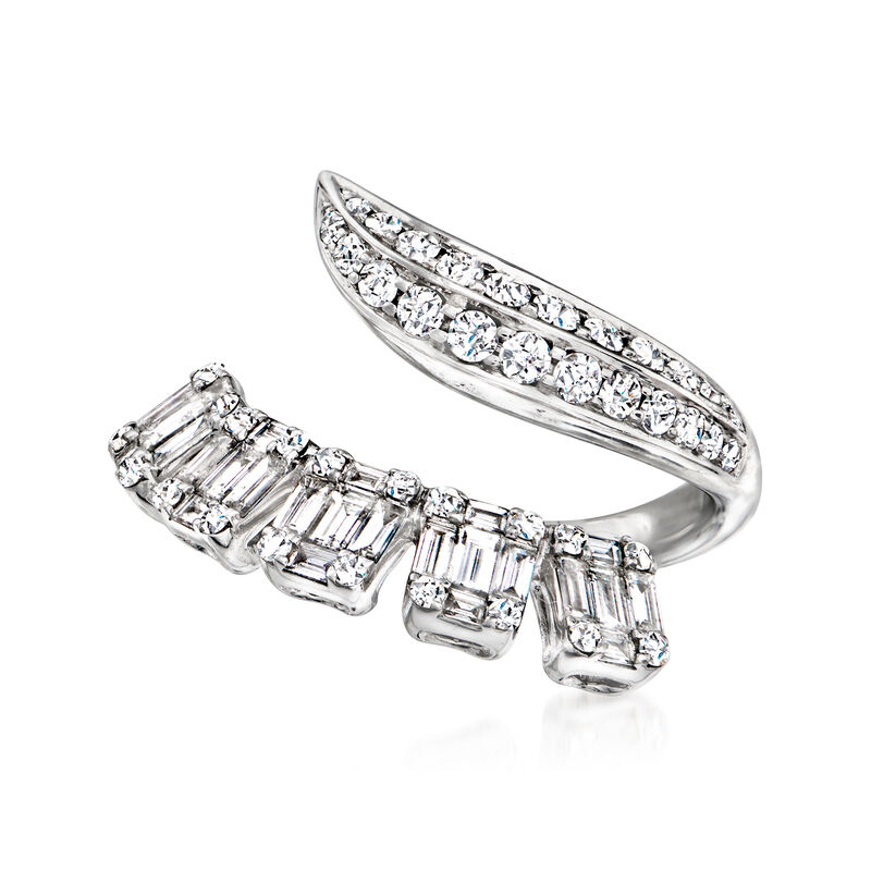 C. 1990 Vintage 1.55 ct. t.w. Diamond Bypass Ring in 18kt White Gold image number 0